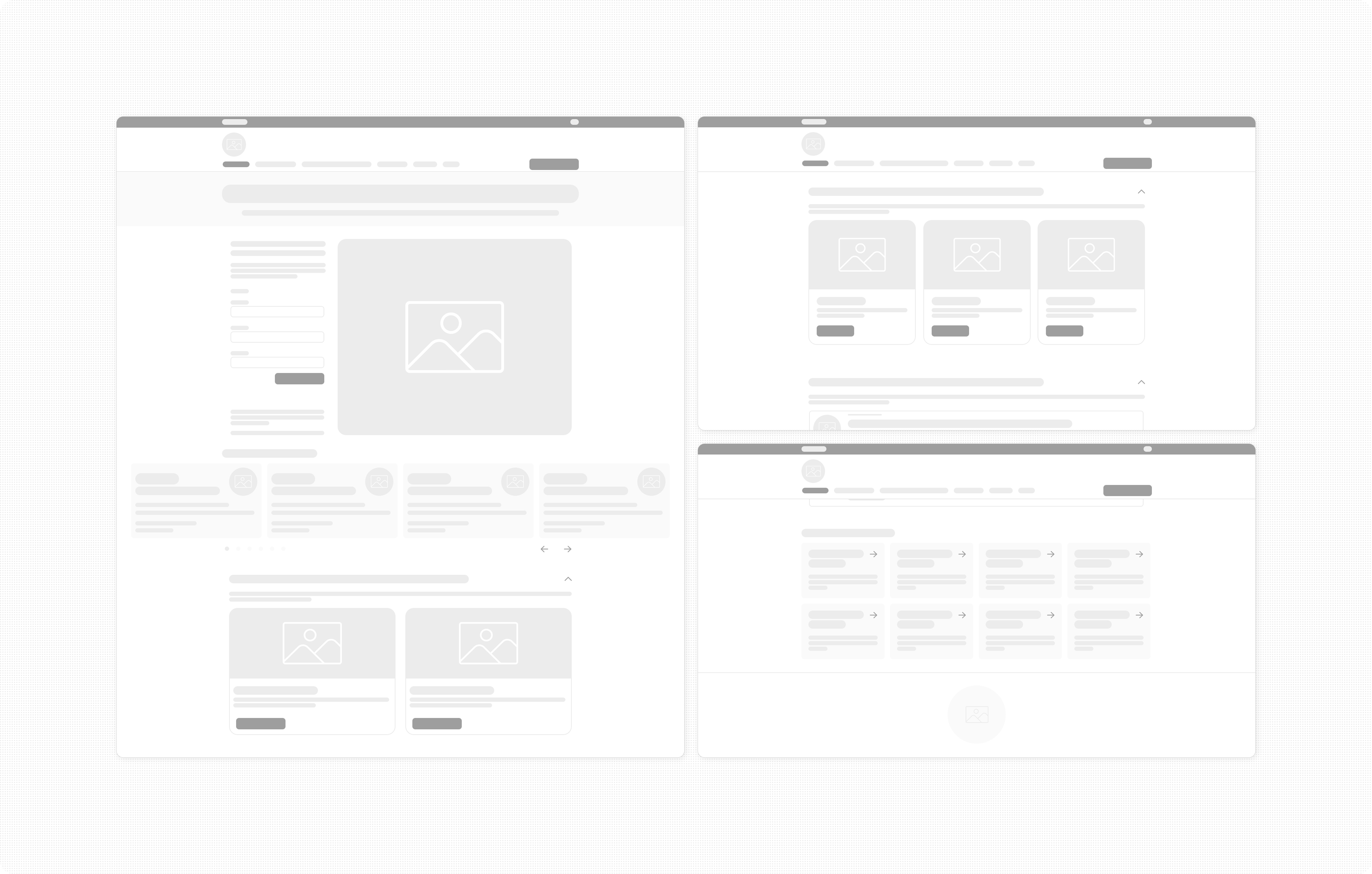 Wireframes: estructura general y composición de módulos del portal (desktop)