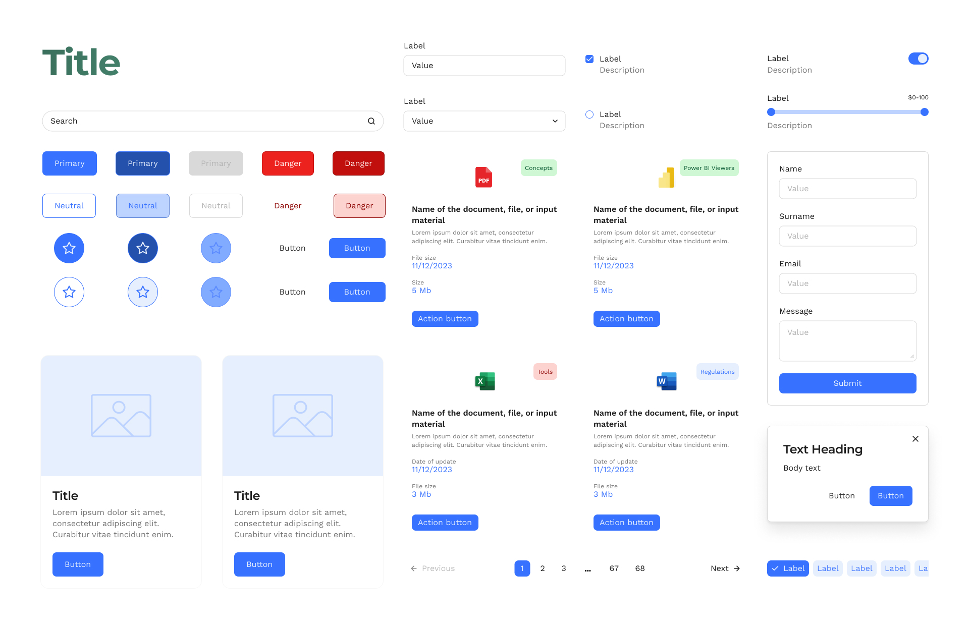 Referencia visual de componentes y patrones